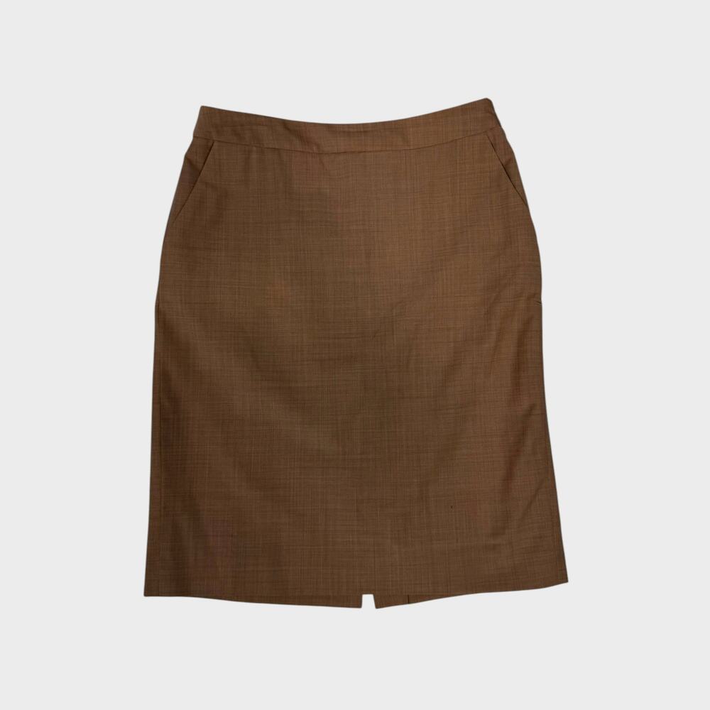 Talbots Womens Size 2 Tan Pencil Skirt Pockets and Size Zipper Wool Blend